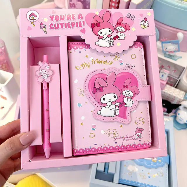 Caderno de Gel Sanrio com Caneta Hello Kitty Cinnamoroll Kuromi