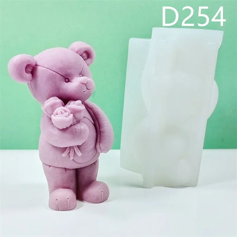 

Love Rose Bear Candle Silicone Mold Aromatherapy Resin Gypsum Model Aromatherapy Valentine's Day Atmosphere Decoration