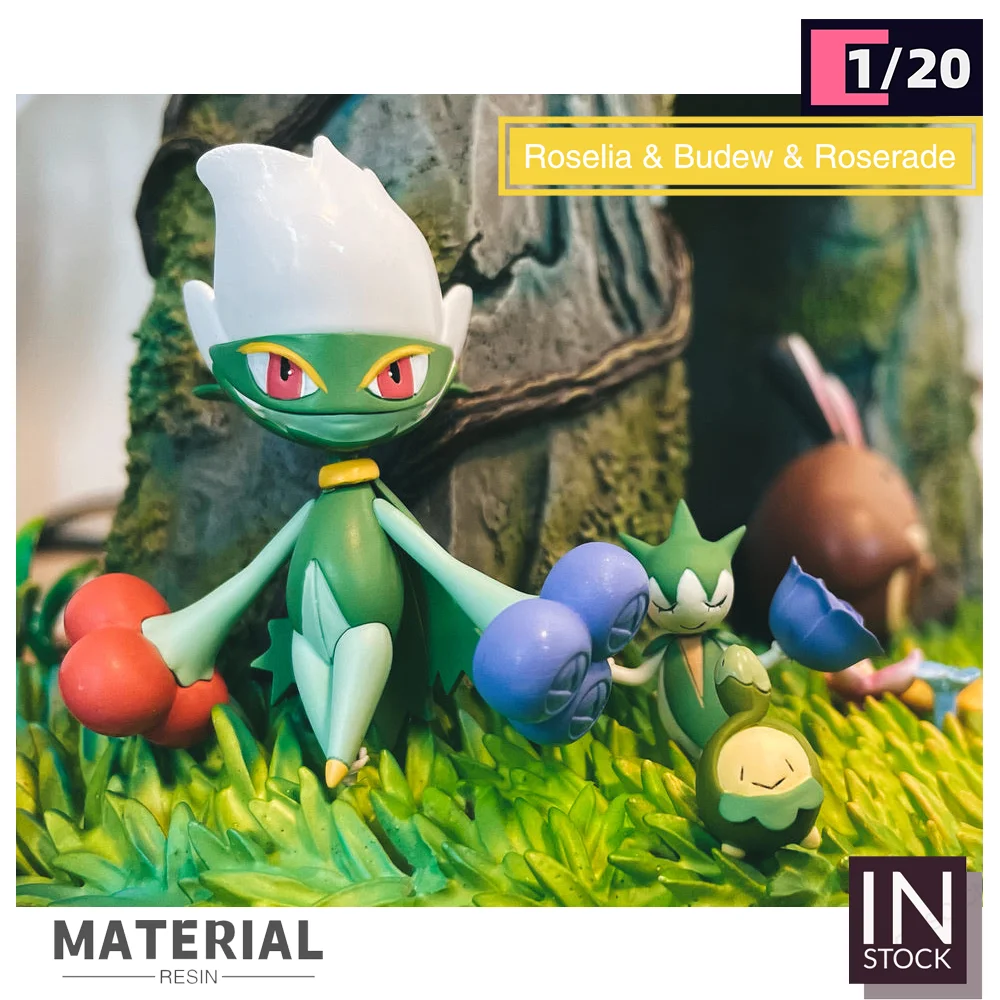 Figurines Pokémon Gashapon Zukan - Rozbouton, Roselia, Roserade, Budew - Série B-12