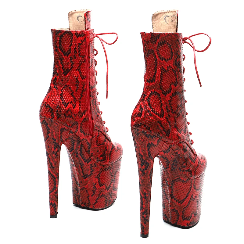 Leecabe 20cm/8inches Snake PU  Fashion  High Heel platform   Pole Dancing boot