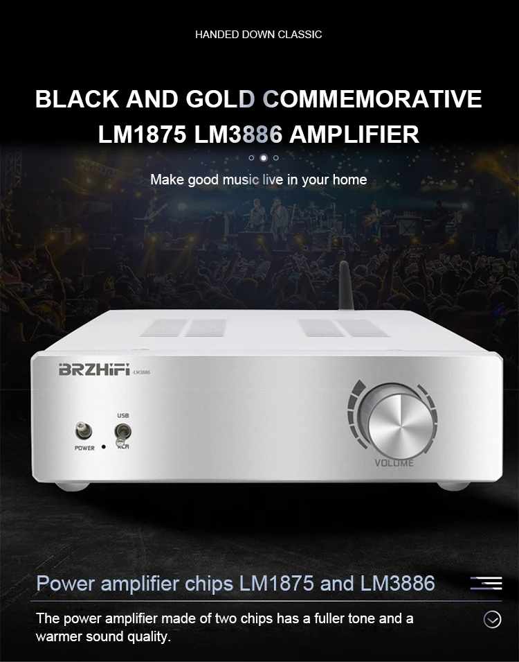 BRZHIFI 2.0 LM1875 / LM3886 Dual Channel Power Auidio Amplifier Bluetooth 5.0 Stereo Sound Speaker Amplificador AMP