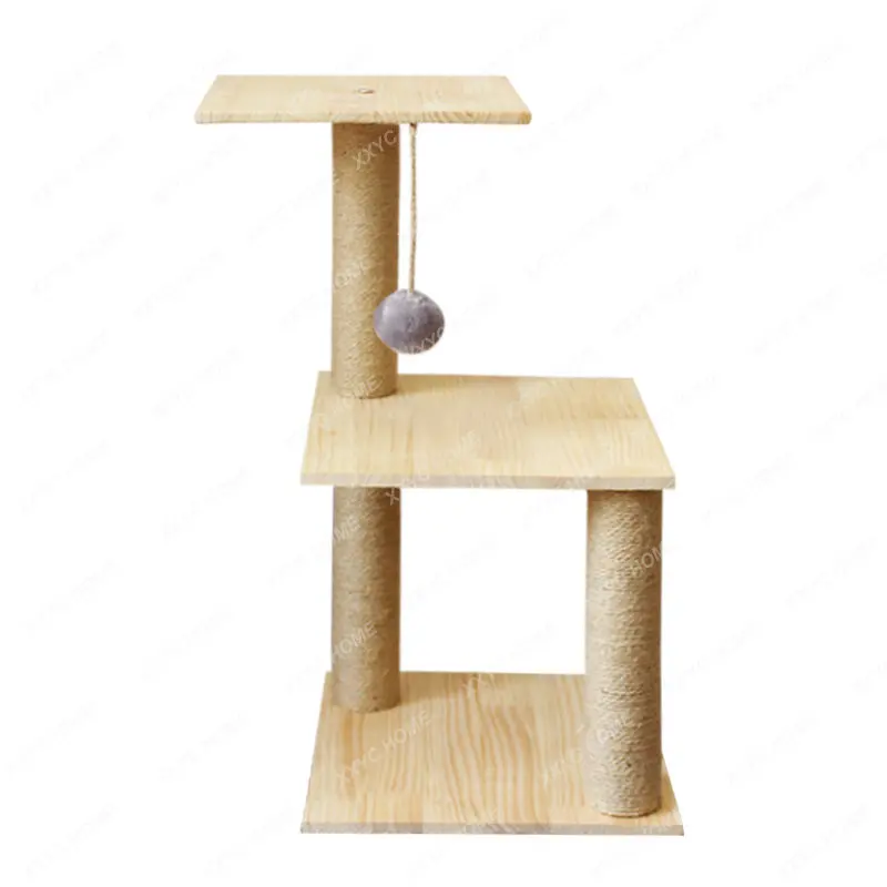 

Small Scratching Pole Solid Wood Cat Grinding Claw Toy Wear-Resistant Pillar Cat Climbing Frame Climbing High Pine Cat Nest