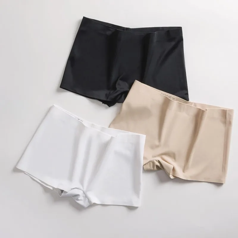 Women Traceless Ice Silk Underpants Safety Pants Shorts Female Thin Breathable Flat Corner Insurance Shorts High Waist Briefs