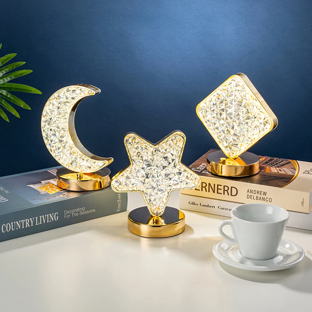 

Искусственная хрустальная лампа, 3D Лунная звезда, лампа, ночник, приглушаемая прикроватная Беспроводная лампа, романтическая атмосфера, декор USB