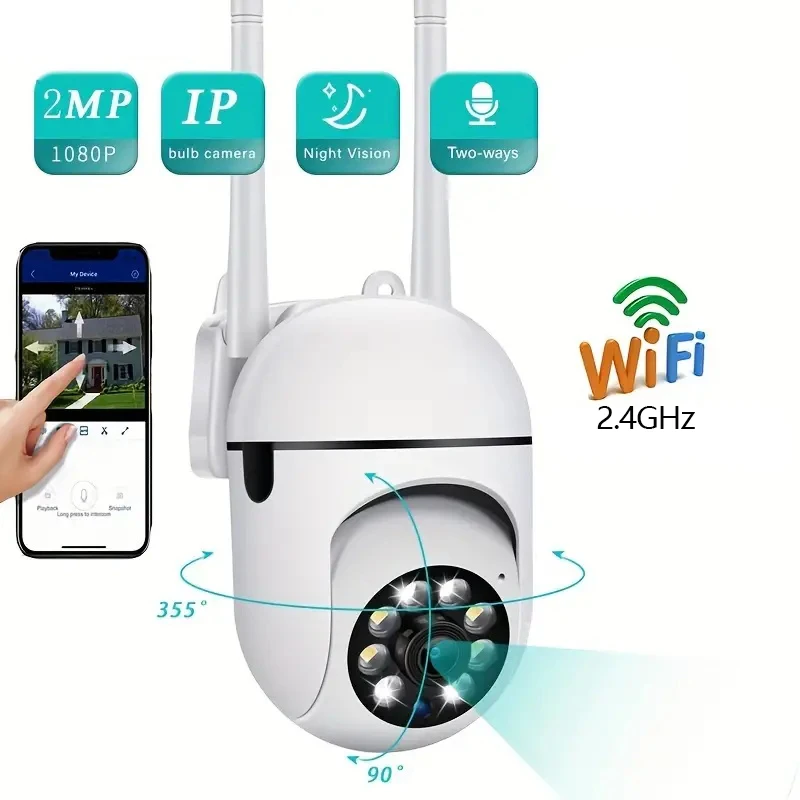 IP Camera Smart Outdoor Home Security WIFI CCTV Surveillance with Color Night Vision Wireless HD 2-Way Audio 1080P 4