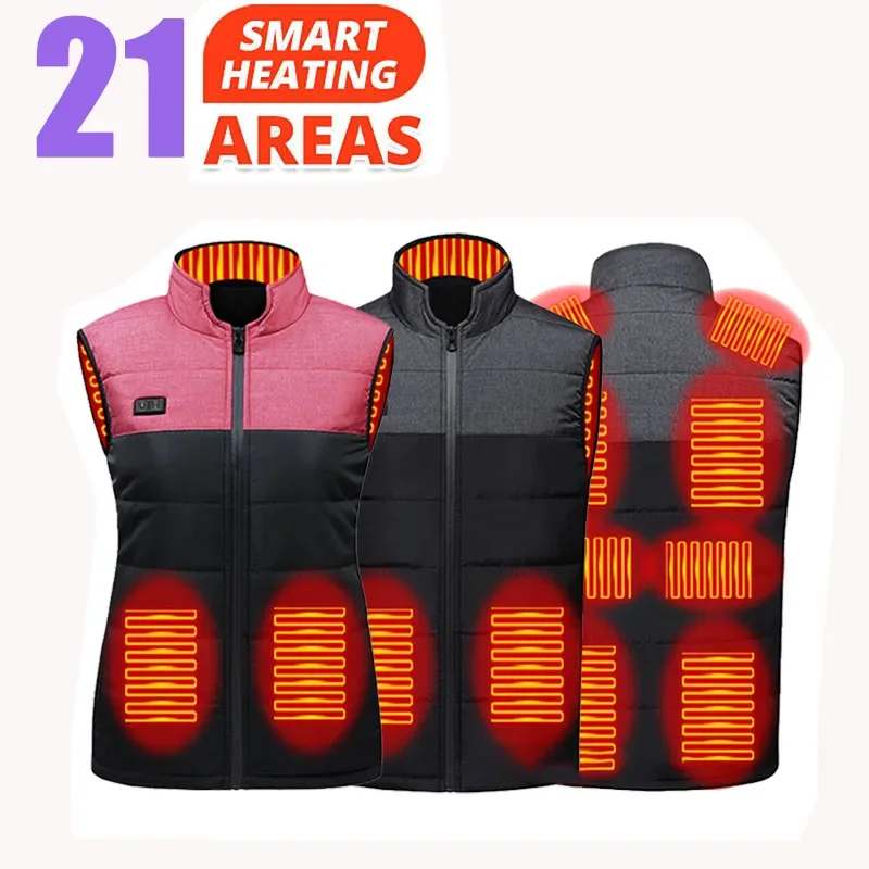 Winter 5V 21Areas Self Heating Vest Men's Heating jacket Thermal Women's  USB Heated Vest Warm Clothing Fishing Camping Washable