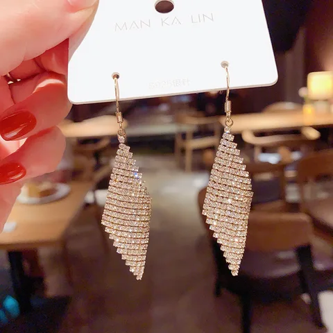 New Fashion Unique Personality Shiny Simple Love Tassel Peach Heart Earrings Party Jewelry Exquisite Gift Wholesale