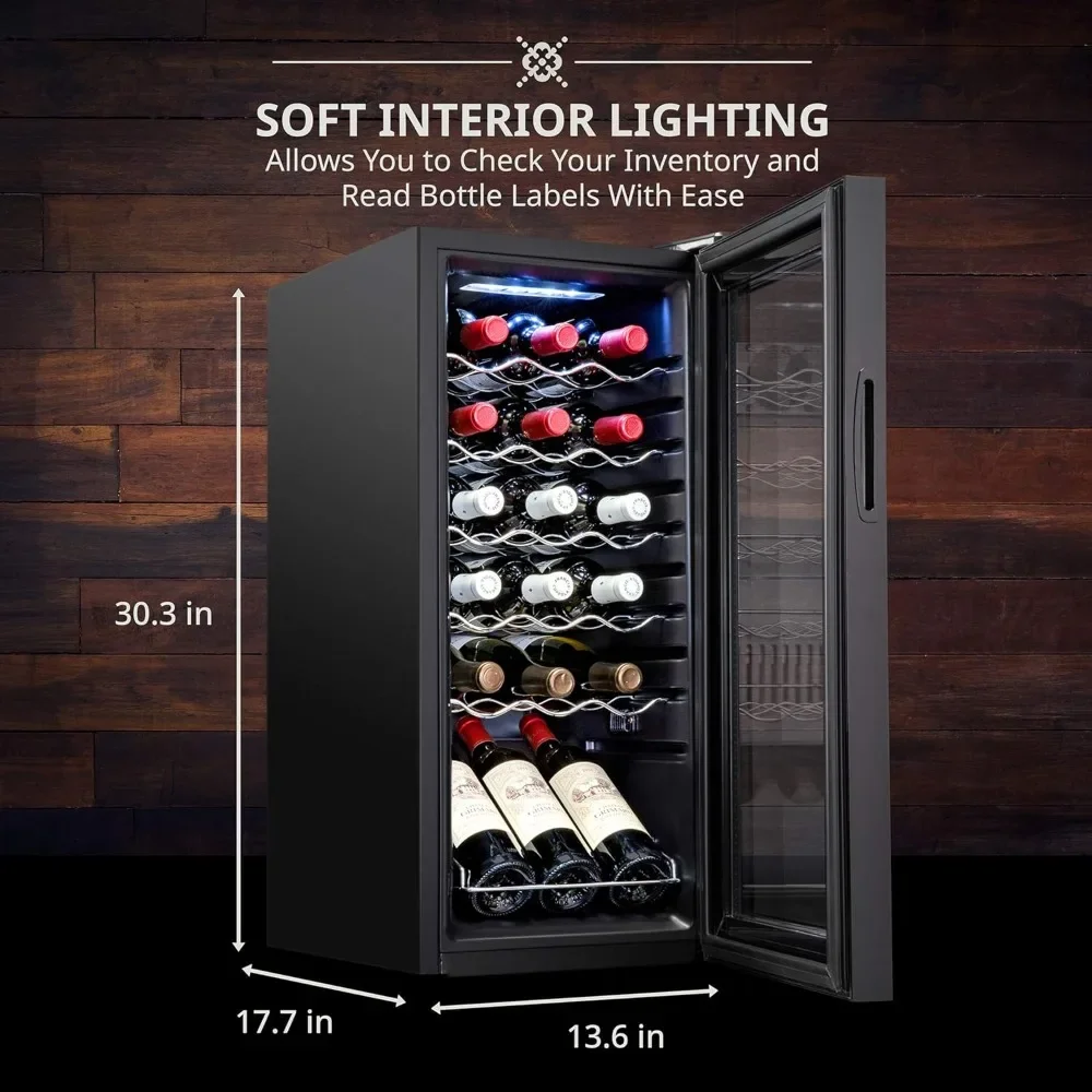 NEW-18 Bottle Compressor Wine Cooler Refrigerator w/Lock, Large Freestanding Wine Cellar For Red, White, Champagne or Sparkling