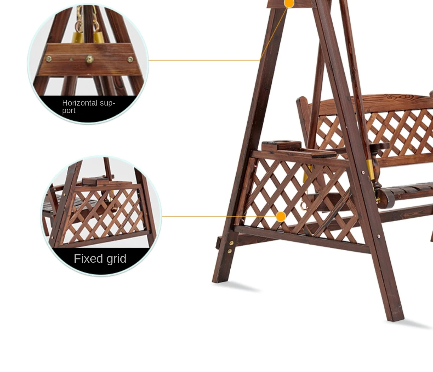 Swing Outdoor Courtyard Solid Wood Rocking Chair Villa Terrace Glider to Swing Double Adult Glider Hammock