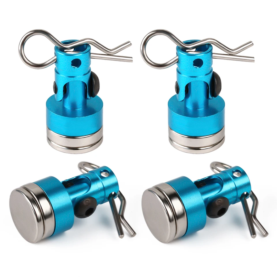 Magnetic RC Body Post Mounts – Invisible 1/10 Scale Mount For Axial SCX10, Redcat, Traxxas Crawlers, 4pc Aluminum & Magnet Set