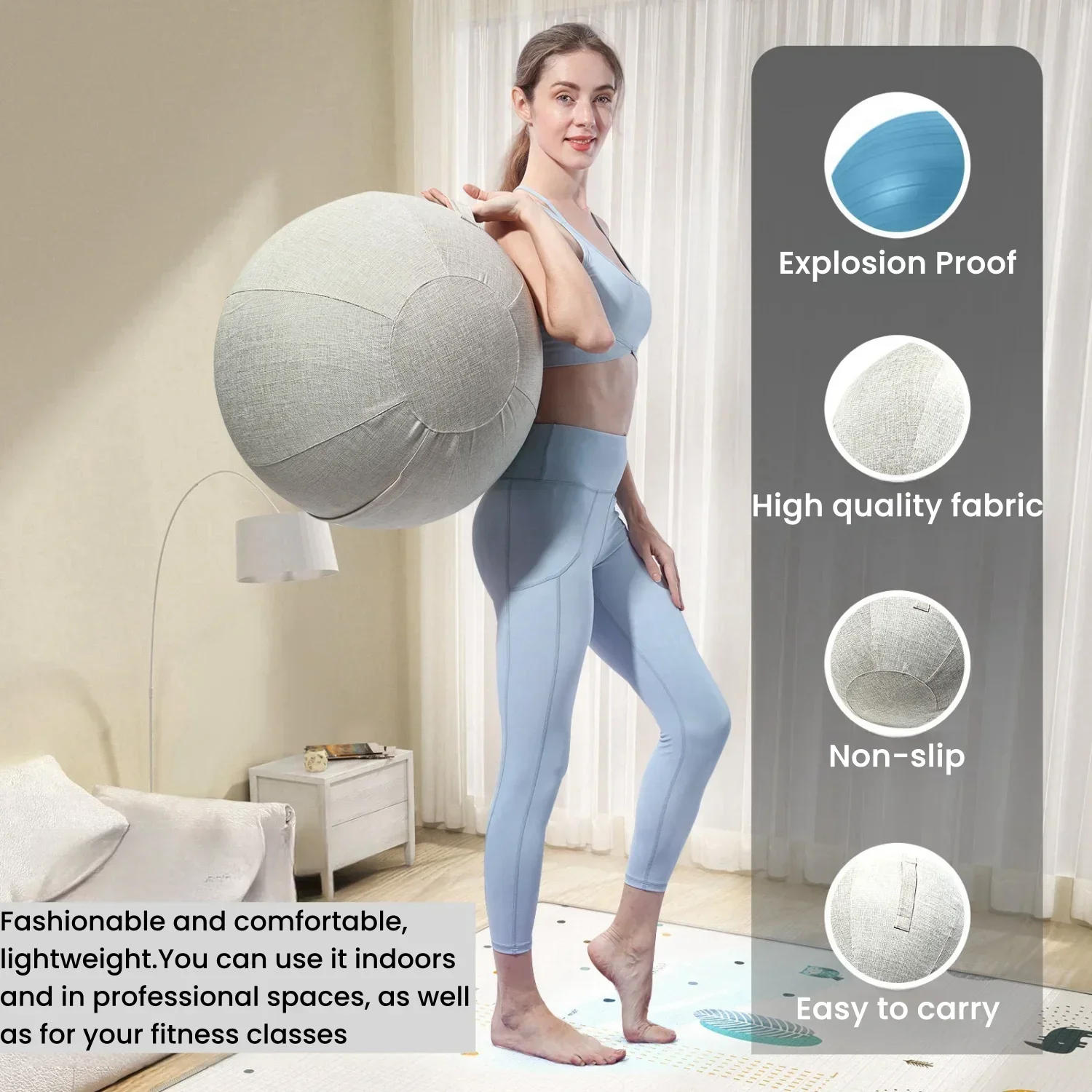 55/65/75/85cm Yoga Ball Cover Cotton and Hemp Yoga Ball Cover Anti-dirty and Not Easy To Anti-Slip Cotton