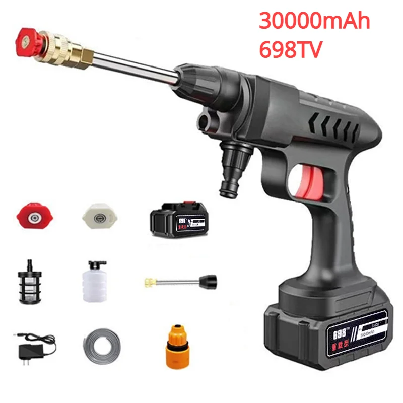 Pistola de agua de alta presión para lavado de automóviles, 20000/30000 mAh, 60 bar, limpiador de accesorios para automóviles, para limpieza automática del hogar y el jardín