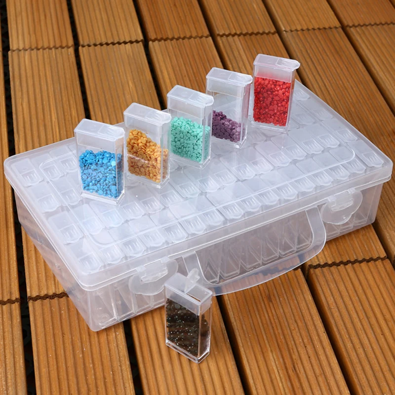 

64 ячейки, коробка для хранения, портативный контейнер для хранения бусин, аксессуары для алмазной вышивки 5D, инструменты для дизайна ногтей, драгоценности