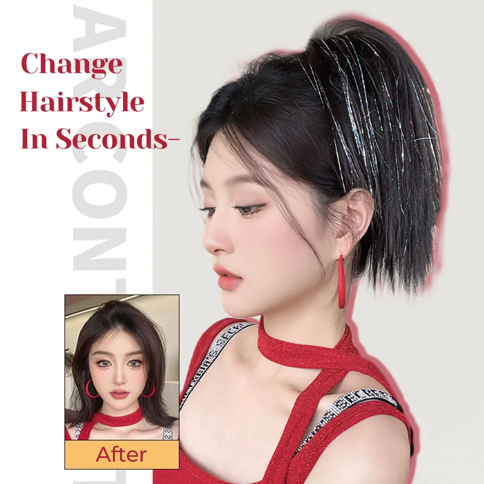 Synthetic Hair Short Straight Chignon Ponytail Clip for Women