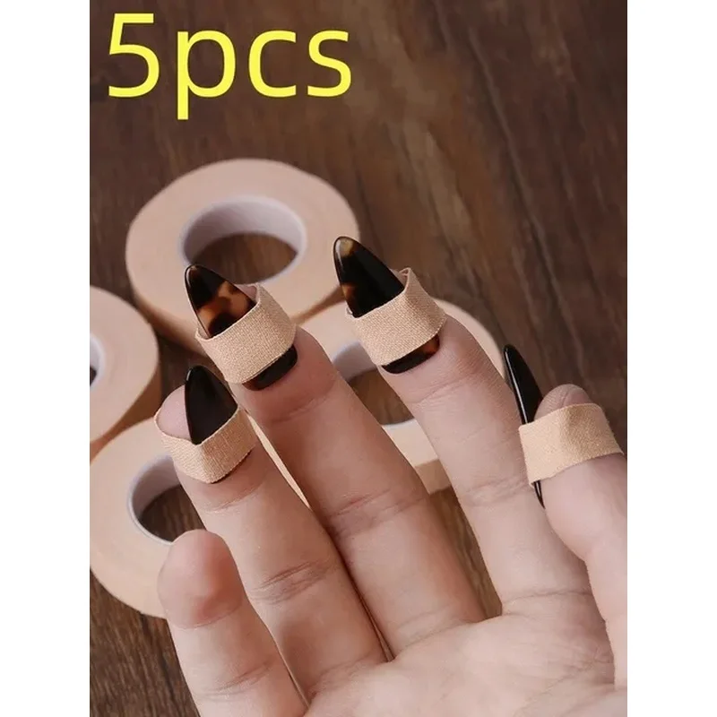 Pink Respirable Anti-Allergy Nail Protector Adhesive Tape Guzheng Pipa Guitar 5Pcs 5M/Roll
