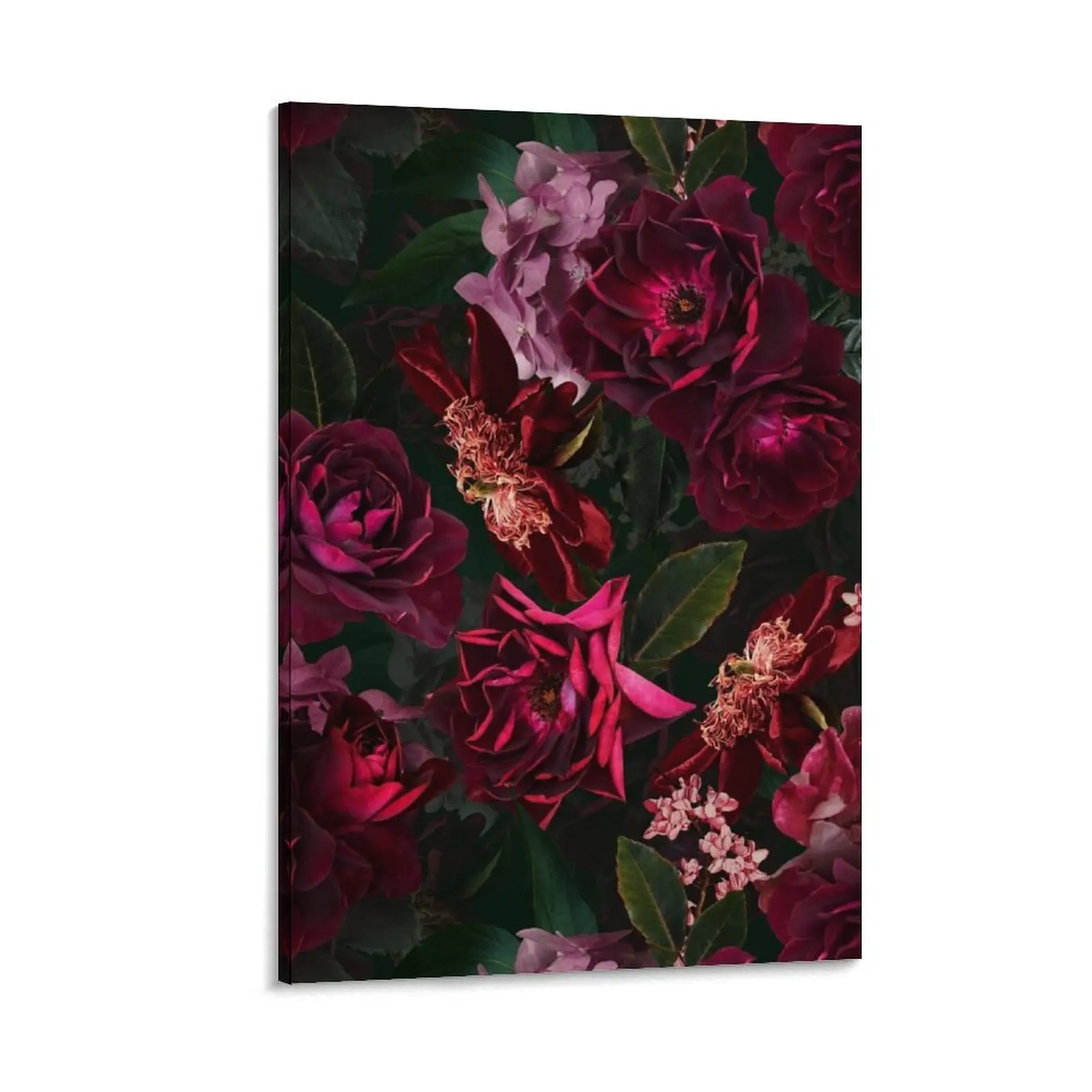 

Antique Midnight Botanical Flower Rose Garden Canvas Painting anime room decor painting