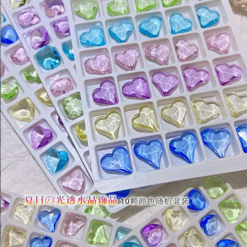 

Двухразмерные пузырьки в форме сердца, квадратные стеклянные разноцветные камни, хрустальные стразы, украшения для дизайна ногтей