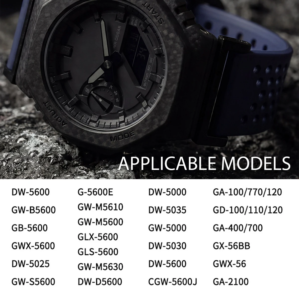 Sport Silicone Strap for Casioak Watches - Soft Loop Wristband Accessory