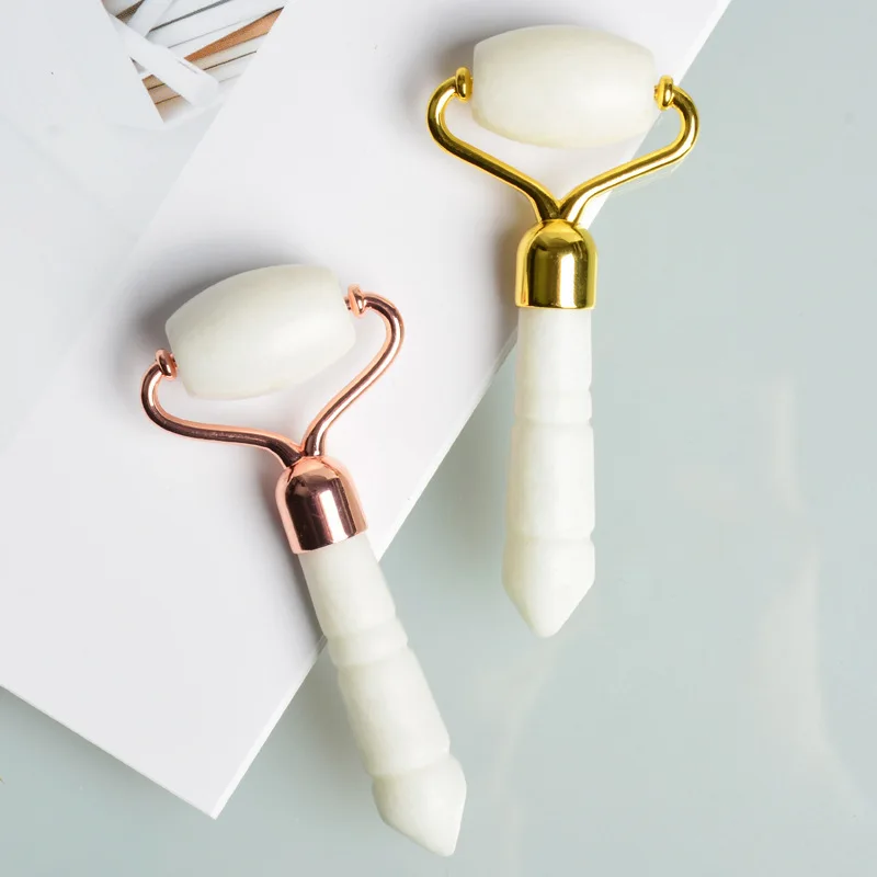 Small White Jade Roller Facial Beauty Device Facial Massage Lifting Roller Push Face Beauty Massage Stick Facial Jade Roller wash face brush jade roller massage stick massager push face beauty device eye face jade push combination set