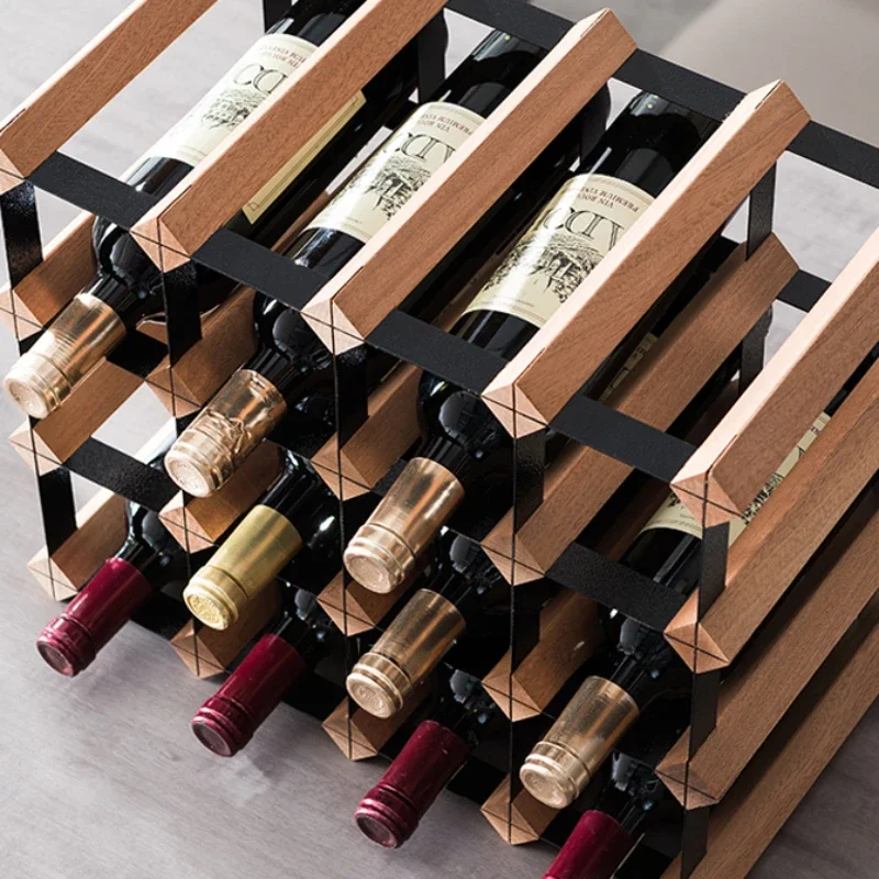 Fashion Styles Red Wine Rack Ornaments Solid Wood Wine Cabinet Bottle Storage Rack Grid Bracket for Home Decor #IV0025