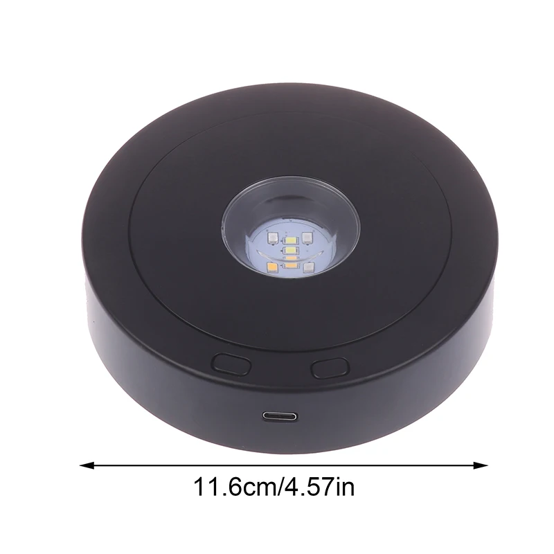 Rotating Display Stand For Crystals Glass Art Speed Adjustable Revolving Platform 4.5" 7 Light Modes LED Rotating Display Stand 6