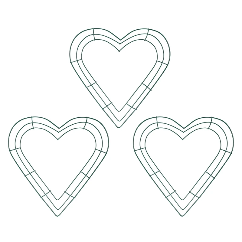 

3 Pack Heart Metal Wreath 12 Inch Heart-Shaped Wire Wreath Frame For Home Wedding Valentine's Day DIY Crafts