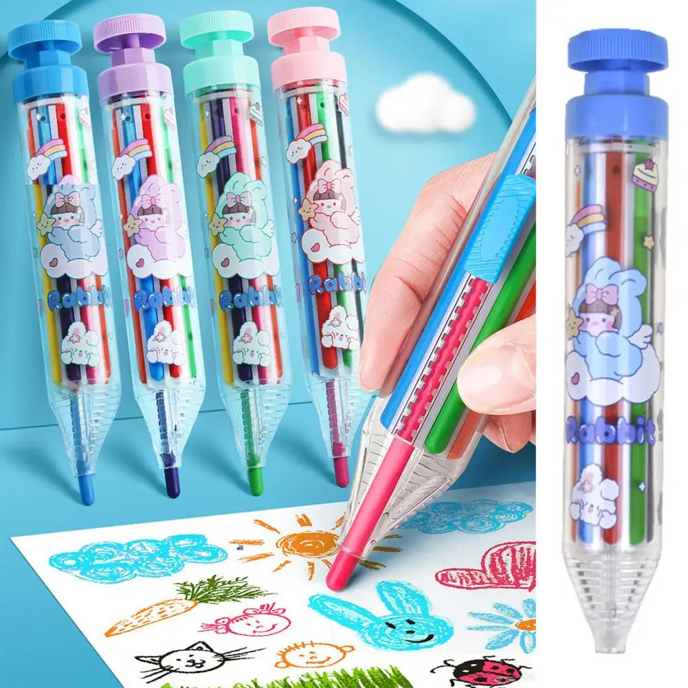8-in-1 Rotate Multi-color Crayons Drawing Pen triangular crayons set for Kids Art Graffiti