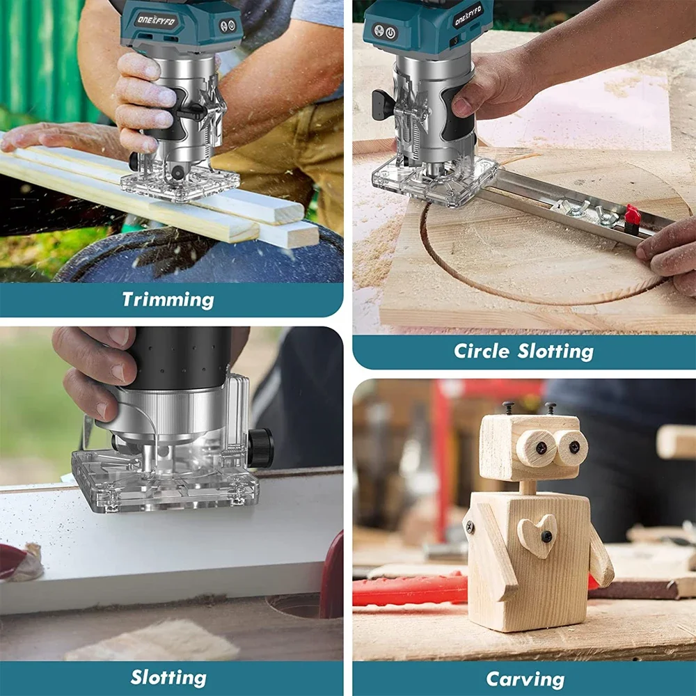 5 Speeds Brushless Electric Hand Trimmer Cordless Wood Router Woodworking Engraving Slotting for Makita 18V Without Battery 5