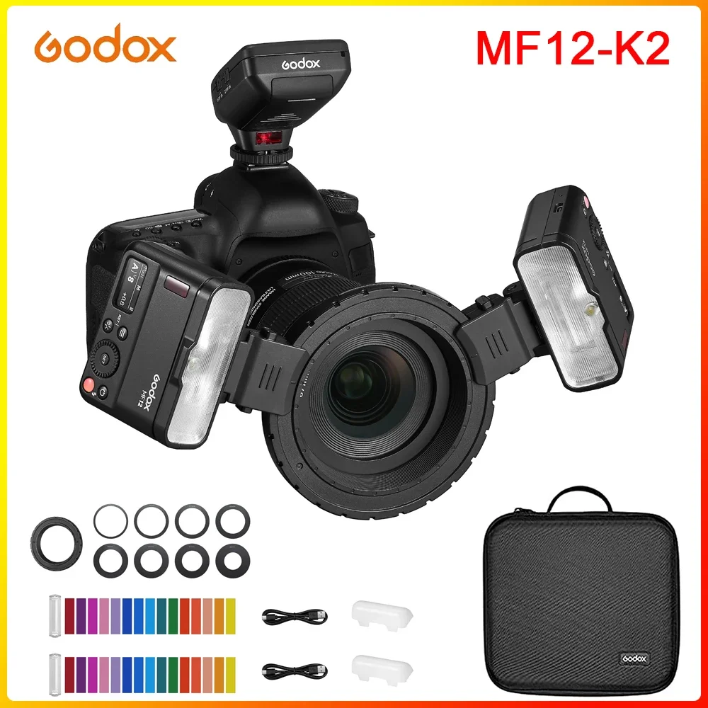 

Godox MF12 K2 Macro Flash Speedlite 2.4G Wireless Control TTL/M Mode Built-in Lithium Battery for Nikon Sony Canon Fuji Olympus