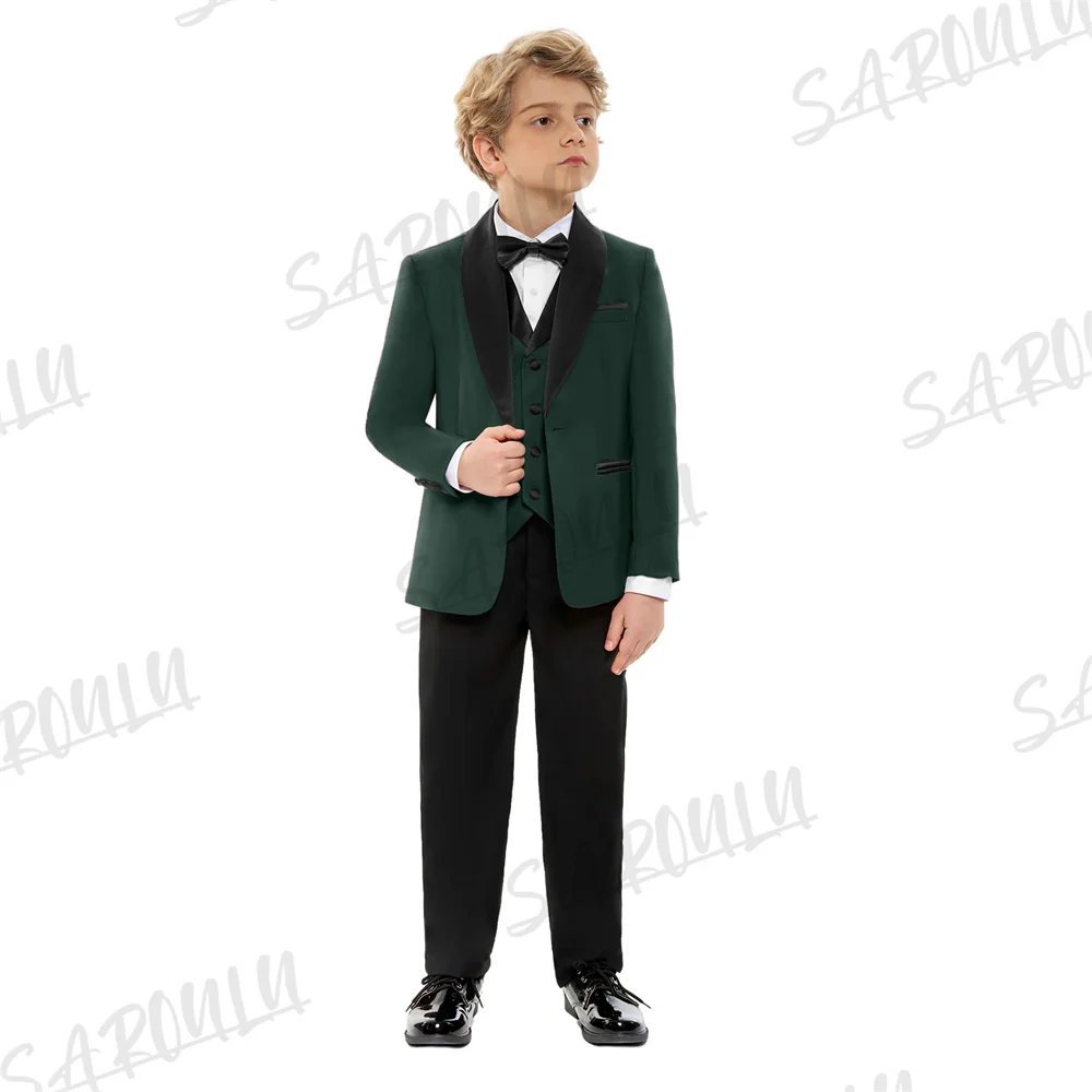 Smoking formal Slim Fit para meninos, vestido de casamento, portador do anel, conjuntos inteligentes de baile, smoking para criança, menino formal, HH007, conjunto de 4 peças