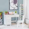 Kids Desk and Chair Set, Children Wooden School Learning Table w/Drawer & Storage Cabinets, Student Writing Computer Workstation 2