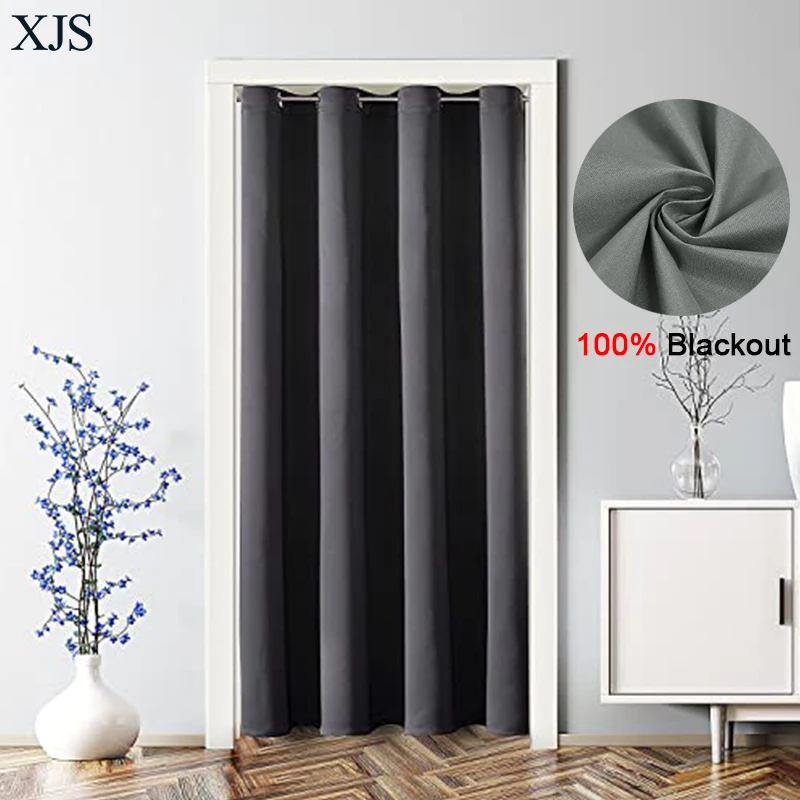 Blackout Window Curtain Panel Light Blocking Drape with Black Liner Room Darkening Grommet Curtain for Door Nursery Bedroom