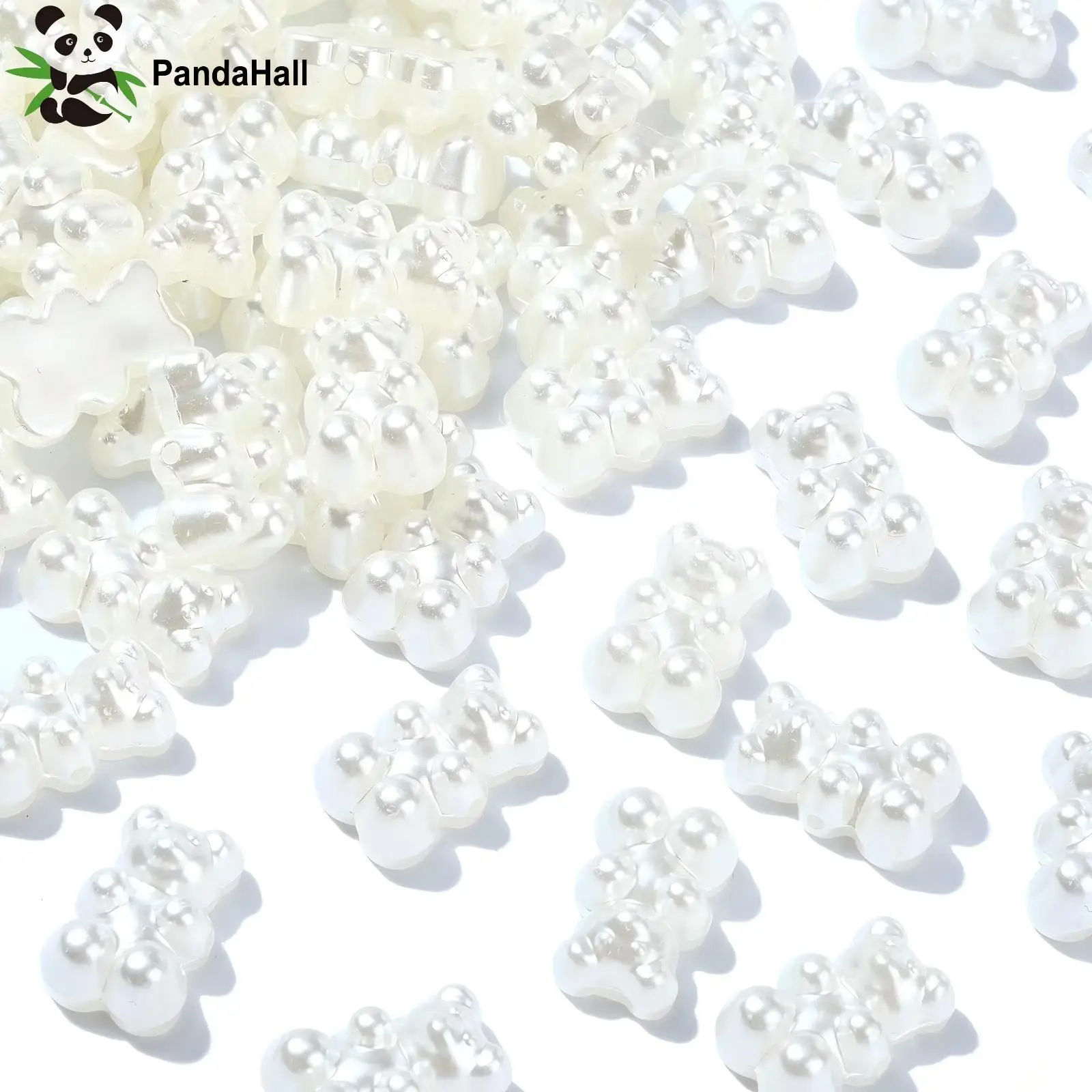 Panda hall 200pcs abs imitiert Perle Acryl Bär Perlen weiß 3d Tier Spacer Perlen für Schmuck Haar herstellung Zubehör