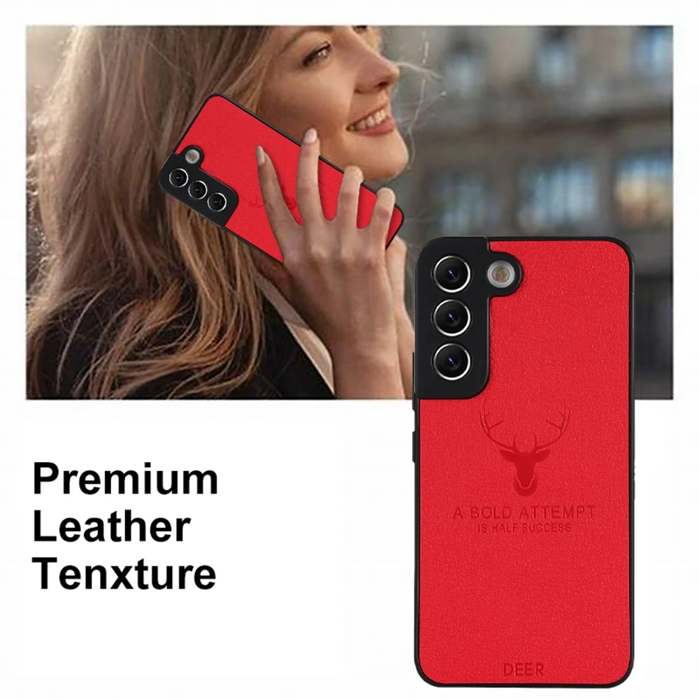 Square Leather Cover For Samsung Galaxy S22 Ultra S21 Plus S20 FE A32 A52 A72 A21S A53 A73 A20 Cover Luxury Shockproof Deer Case samsung silicone cover