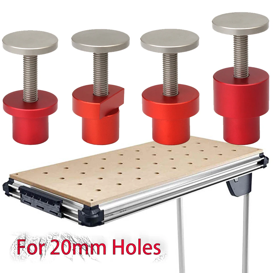 Nylon Bank Honden, 16 Stks Tafel Werkbank Hulpgereedschap DIY Positionering Bank Fit voor 19/20 mm Hond Gat Schaven Stop Bank Honden met Grommet Bank Reminzetstukken (20 mm