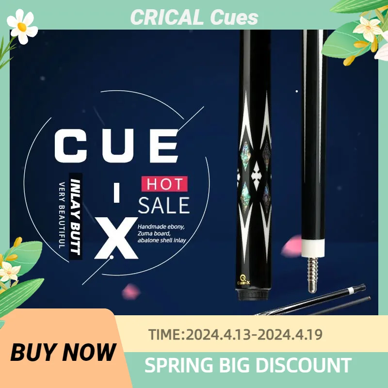 

KONLLEN-CUE-X Carbon Pool Cue, 12.5mm Carbon Fiber Shaft, 3/8*8 Radial Pin, Joint Butt Inlaid Ebony Smooth Wrap