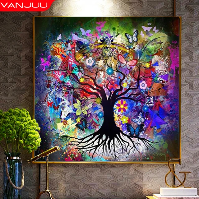 Diamond Painting Cross Stitch Tree Life  5d Diy Diamond Painting Abstract  Trees - Diamond Painting Cross Stitch - Aliexpress