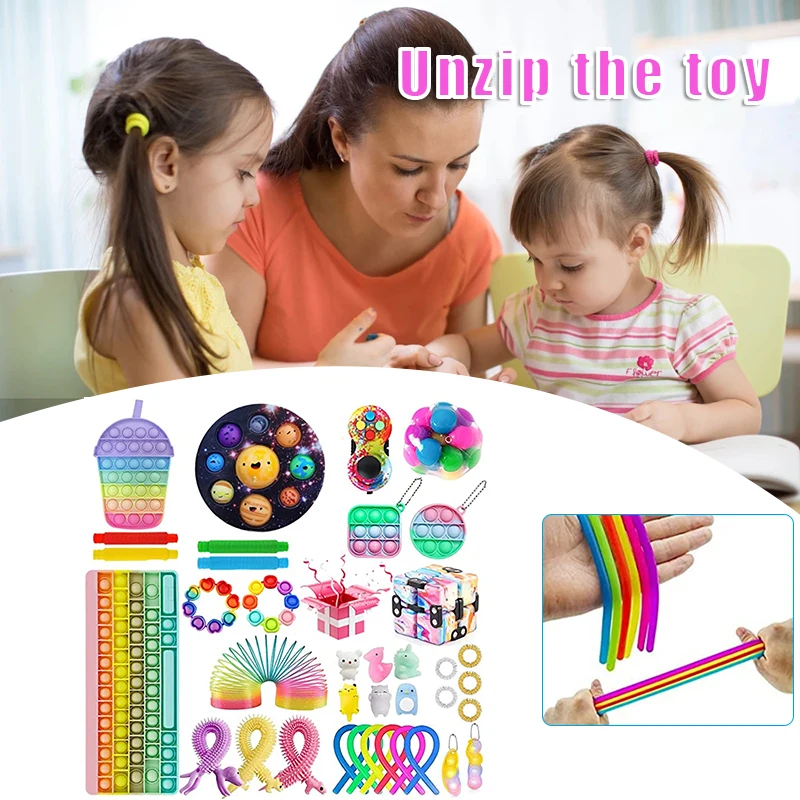 

Fidget Toys Pack Pop Toy Anti-Anxiety Tools Big Size Push Pop Toy for Children for Children Adult Play Together Fidget Toys Pack