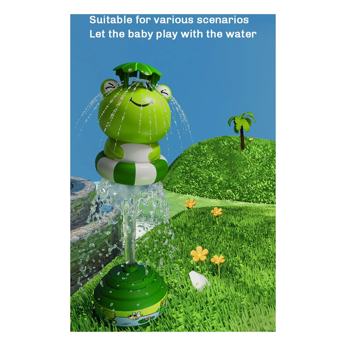 A72I Sprinkler Launcher Toys Outdoor Water Pressure Lift Toy in Garden Lawn Summer Water Toys for Kid Frog