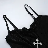 Punk Grunge High Split Hem Straps Dess 90s Streetwear Gown Women Sexy Corn Bandage Velvet Dresses Mall Gothic Clothing - Image 6
