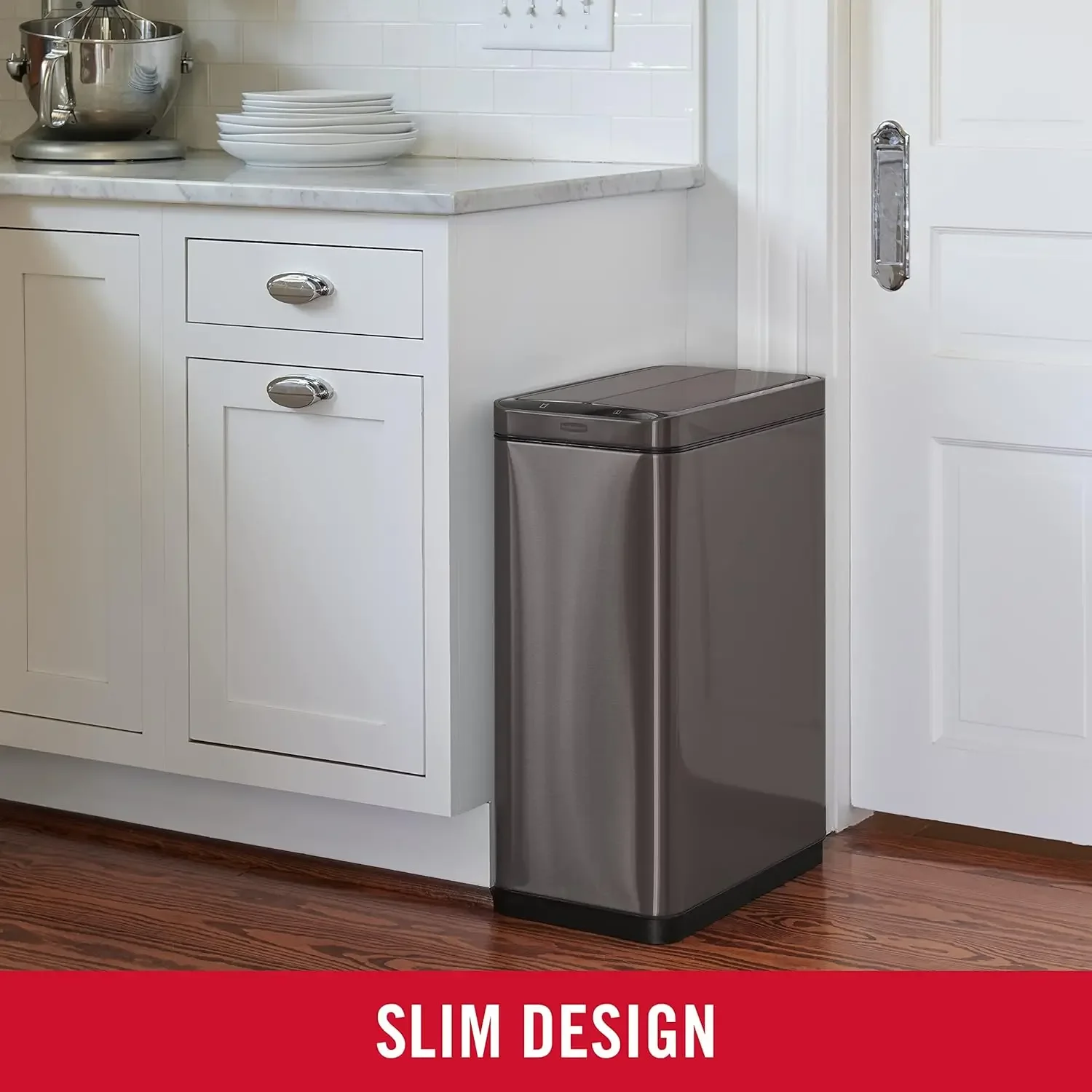 Elite Stainless Steel Slim Sensor Trash Can, 11.8-Gallon, Batteries Included, Charcoal, Wastebasket for Home/Kitchen/ 3