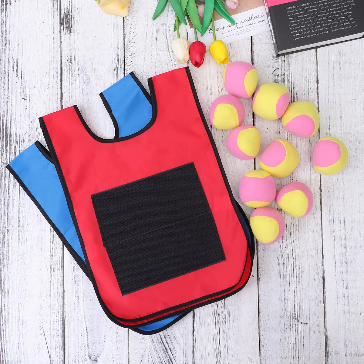 

Nuobesty Outdoor Toys Dodgeball Set with Sticky Vest and Throwing Target - 12Pcs Balls Included