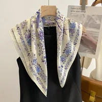 Pure Cotton Women Scarf Square Foulard Lady's Neck Hair Scarves Design Printed Head Kerchief Fashion Girl Scarfs 2023 New - Image 4