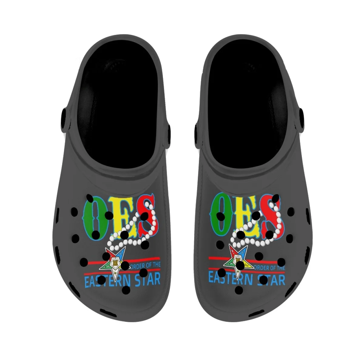 Women Hole Shoes OES Sistars Order Of Eastern Pattern Black Soft Sole Indoor Shower Slippers Non-Slip Summer Flat Sandals