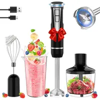 Cordless Immersion Blender Handheld, 4-in-1 with 500ml Chopper, 600ml Beaker & Egg Whisk, 8 Speeds, USB Rechargeable – Smoothies