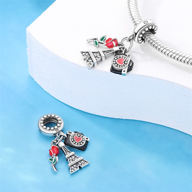 100 % 925 Sterling Silber Mode High Heels Lippenstift Kamera Life Series Charms Perlen passen Qikaola Original Armbänder DIY Schmuck – Detail 20