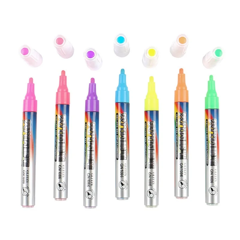 GuangNa 7 Colors Marker Pen Set Fluorescent Propylene Acrylic Waterproof  Hand-Painted DIY Graffiti Paint Pens For Students - AliExpress