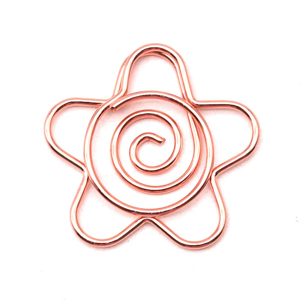 10pcs 금속 종이 클립 꽃 모양 골드 편지지 클립 Kawaii 귀여운 책갈피 클립 편지지 종이 클립 핀 사무실  학교-Freehip.co.kr