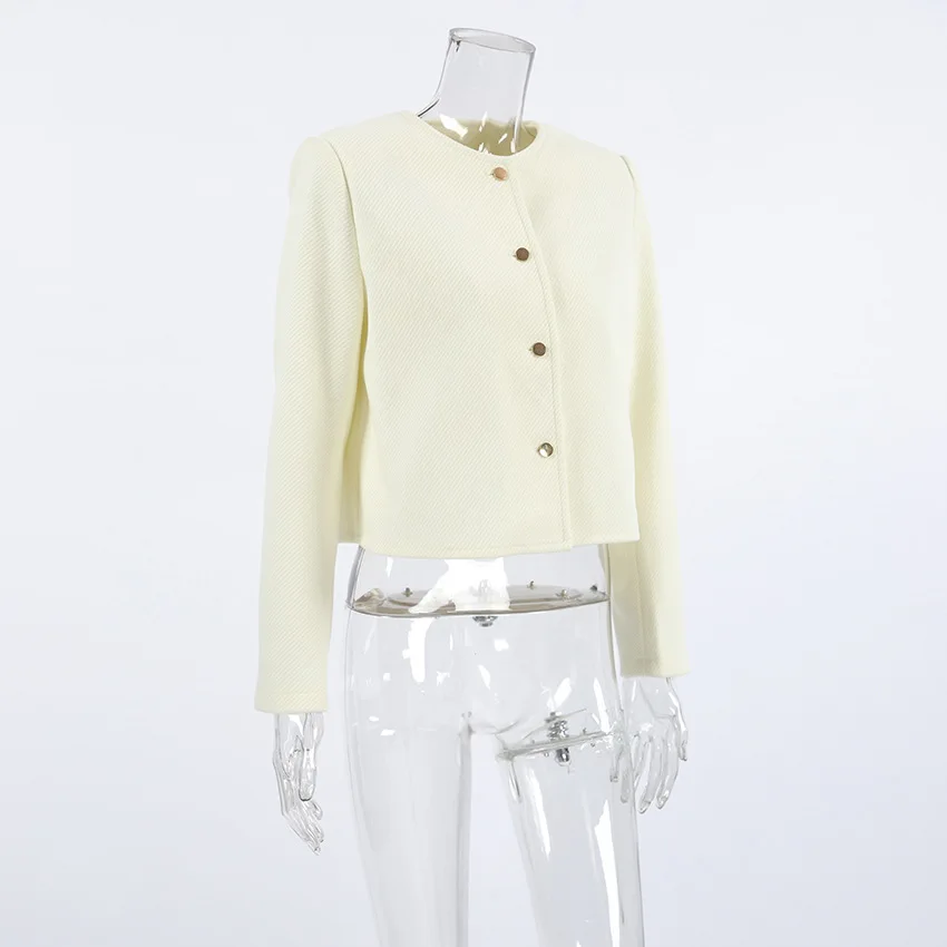 Casual Fashion Long Sleeve Cardigan Coat For Women Patchwork Elegant Slim Solid Cropped Top Streetwear Women's Outwear New