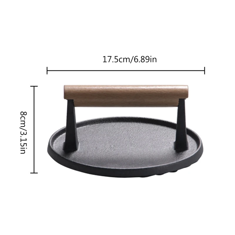 Bacon Press Cast Iron Round Shaped Burger Smasher Grill Press Smash Burger